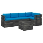 Set Divani da Giardino su Pallet 6 pz con Cuscini Massello Pino