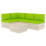 Set Divani da Giardino su Pallet 5 pz con Cuscini Legno Abete