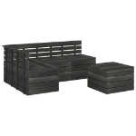 Set Divani da Giardino su Pallet 5 pz Legno Pino Grigio Scuro