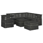 Set Divani da Giardino su Pallet 8 pz Legno Pino Grigio Scuro