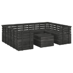 Set Divani da Giardino su Pallet 9 pz Legno Pino Grigio Scuro