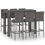 Set Bar da Giardino 7 pz con Cuscini in Polyrattan Antracite