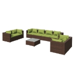 Set Divani da Giardino 9 pz con Cuscini in Polyrattan Marrone