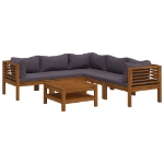 Set Divani da Giardino 6 pz con Cuscini in Massello di Acacia