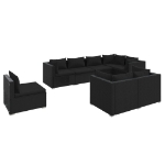 Set Divani da Giardino 8 pz con Cuscini in Polyrattan Nero