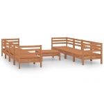 Set Divani da Giardino 9 pz Miele in Legno Massello di Pino