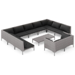 Divani da Giardino 12 pz con Cuscini in Polyrattan Grigio Scuro