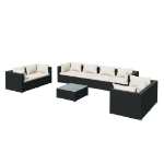 Set Divani da Giardino 9 pz con Cuscini in Polyrattan Nero