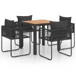 Set da Pranzo da Giardino 5 pz in Rattan PVC Nero e Marrone