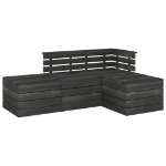 Set Divani da Giardino su Pallet 4 pz Legno Pino Grigio Scuro