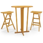 Set da Bar Pieghevole 3 pz in Legno Massello di Teak