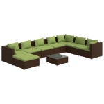 Set Divani da Giardino 9 pz con Cuscini in Polyrattan Marrone