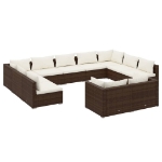 Set Divani da Giardino 11 pz con Cuscini in Polyrattan Marrone