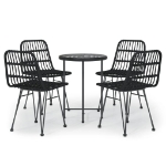 Set da Pranzo da Giardino 5 pz Nero in Polyrattan