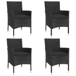 Set da Pranzo da Giardino 5 pz Nero con Cuscini in Polyrattan