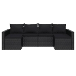 Set da Giardino 2 pz con Cuscini Nero in Polyrattan