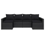 Set da Giardino 2 pz con Cuscini Nero in Polyrattan