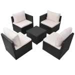 Set Divani da Giardino 5 pz con Cuscini in Polyrattan Nero