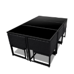 Set da Pranzo da Giardino 11 pz con Cuscini in Polyrattan Nero