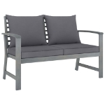 Set Divani da Giardino 3 pz con Cuscini in Legno Acacia Grigio