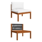Set Divani da Giardino 4 pz con Cuscini Crema Massello Acacia