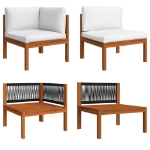 Set Divani da Giardino 7 pz con Cuscini Crema Massello Acacia