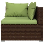 Set Divani da Giardino 14 pz con Cuscini in Polyrattan Marrone