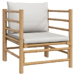 Set Salotto da Giardino 6pz con Cuscini Grigio Chiaro Bambù