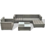 Set Divani da Giardino 6 pz con Cuscini in Polyrattan Grigio