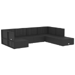 Set Salotto da Giardino con Cuscini 7pz Nero Polyrattan