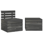 Set Divani da Giardino su Pallet 3 pz Legno Pino Grigio Scuro