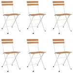 Set Bistrò Pieghevole 7pz in Legno Massello di Acacia e Acciaio