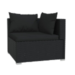 Set Divani da Giardino 9 pz con Cuscini in Polyrattan Nero