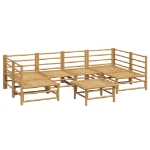 Set Salotto da Giardino 7pz con Cuscini Grigio Chiaro Bambù