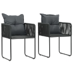 Set da Pranzo da Giardino 3 pz in Rattan PVC Nero