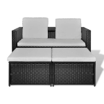 Set Divani da Giardino 4 pz con Cuscini in Polyrattan Nero