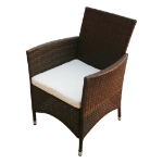 Set da Pranzo da Giardino 7 pz con Cuscini Polyrattan Marrone