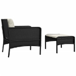 Set da Giardino 2 pz con Cuscini Nero in Polyrattan