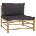 Set Divani da Giardino 5 pz con Cuscini Grigio Scuro in Bambù