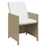 Set da Pranzo per Giardino 19pz con Cuscini in Polyrattan Beige