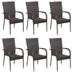 Set Mobili da Pranzo Giardino 7 pz in Polyrattan Marrone
