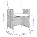 Set Pranzo da Giardino 9 pz con Cuscini in Polyrattan Grigio