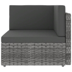 Set Divani da Giardino 7 pz con Cuscini in Polyrattan Grigio