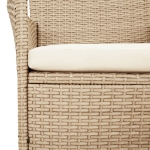 Set da Pranzo da Giardino 7 pz con Cuscini Beige in Polyrattan