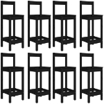 Set Bar da Giardino 9 pz Nero in Legno Massello di Pino