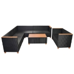 Set Divani da Giardino 6 pz con Cuscini in Polyrattan Nero