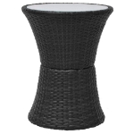 Set da Bistrot 3 pz con Cuscini in Polyrattan Nero