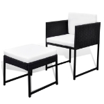 Set da Pranzo da Giardino 11 pz con Cuscini in Polyrattan Nero
