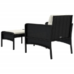 Set da Giardino 2 pz con Cuscini Nero in Polyrattan