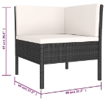 Set Divani da Giardino 6 pz con Cuscini in Polyrattan Nero